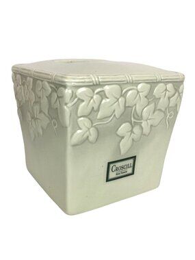 Croscill Scarborough Square Tissue Box Cover Ivy Leaves Heavy Ceramic Decor